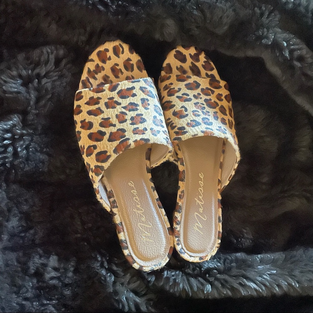 Matisse Lira Calf Hair Leopard Animal Print Slip on Sandal - Picture 8 of 13